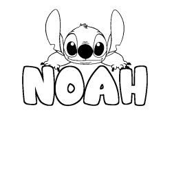 Coloring page first name NOAH - Stitch background