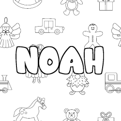 Coloring page first name NOAH - Toys background