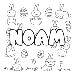 Coloring page first name NOAM - Easter background