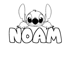 Coloring page first name NOAM - Stitch background