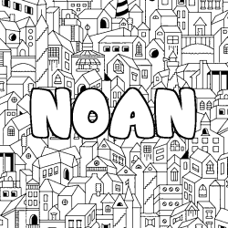 Coloring page first name NOAN - City background