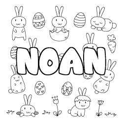 Coloring page first name NOAN - Easter background