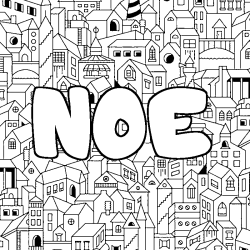 Coloring page first name NOE - City background