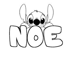 Coloring page first name NOE - Stitch background