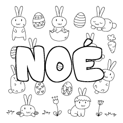 Coloring page first name NOÉ - Easter background