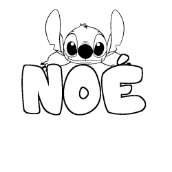 Coloring page first name NOÉ - Stitch background