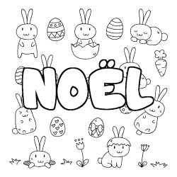 Coloring page first name NOËL - Easter background