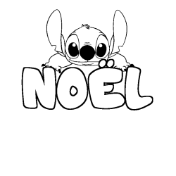 Coloring page first name NOËL - Stitch background