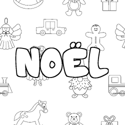 Coloring page first name NOËL - Toys background