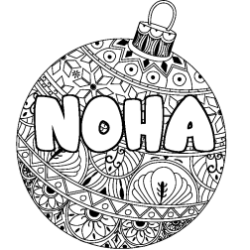 Coloring page first name NOHA - Christmas tree bulb background