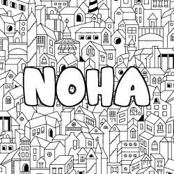 Coloring page first name NOHA - City background