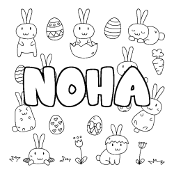 Coloring page first name NOHA - Easter background