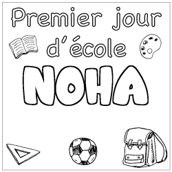 Coloring page first name NOHA - School First day background