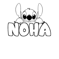 Coloring page first name NOHA - Stitch background