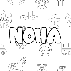 Coloring page first name NOHA - Toys background