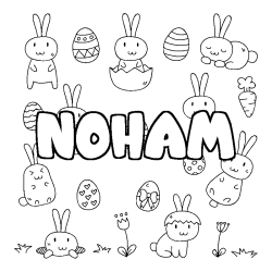 Coloring page first name NOHAM - Easter background