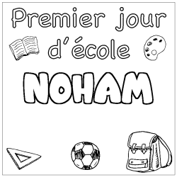 Coloring page first name NOHAM - School First day background