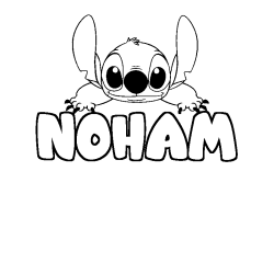 Coloring page first name NOHAM - Stitch background