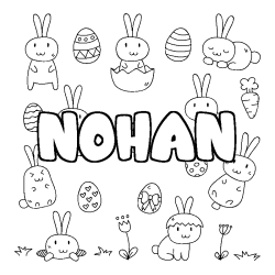 Coloring page first name NOHAN - Easter background