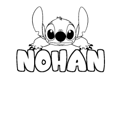 Coloring page first name NOHAN - Stitch background