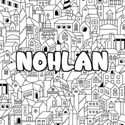 Coloring page first name NOHLAN - City background