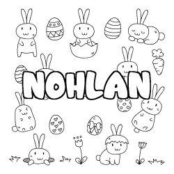 Coloring page first name NOHLAN - Easter background