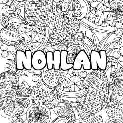 Coloring page first name NOHLAN - Fruits mandala background