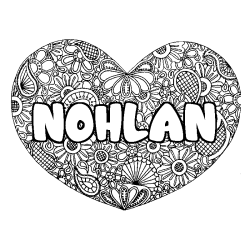 Coloring page first name NOHLAN - Heart mandala background