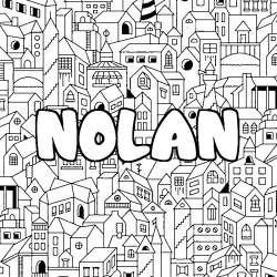 Coloring page first name NOLAN - City background