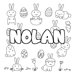 Coloring page first name NOLAN - Easter background