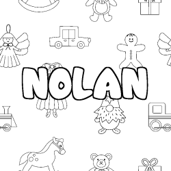 Coloring page first name NOLAN - Toys background