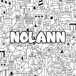 Coloring page first name NOLANN - City background