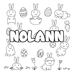 Coloring page first name NOLANN - Easter background