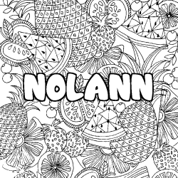 Coloring page first name NOLANN - Fruits mandala background