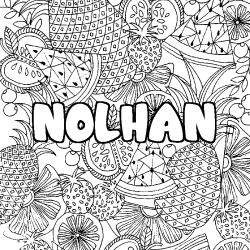 Coloring page first name NOLHAN - Fruits mandala background