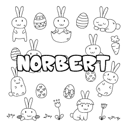 Coloring page first name NORBERT - Easter background