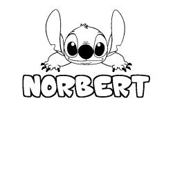 Coloring page first name NORBERT - Stitch background