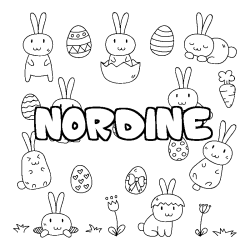 Coloring page first name NORDINE - Easter background