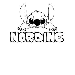 Coloring page first name NORDINE - Stitch background