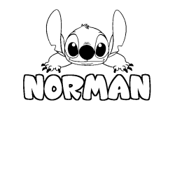 Coloring page first name NORMAN - Stitch background