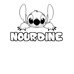 Coloring page first name NOURDINE - Stitch background