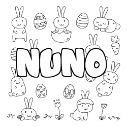 Coloring page first name NUNO - Easter background