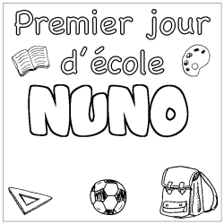 Coloring page first name NUNO - School First day background