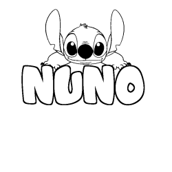 Coloring page first name NUNO - Stitch background