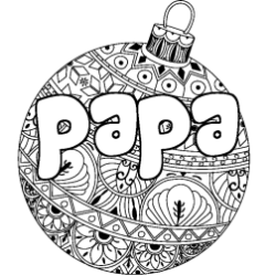 Coloring page first name papa - Christmas tree bulb background