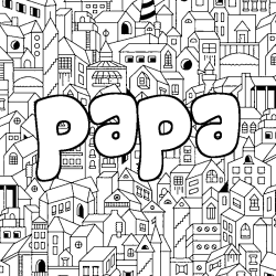 Coloring page first name papa - City background