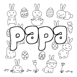 Coloring page first name papa - Easter background