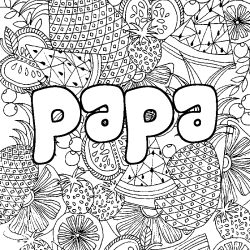 Coloring page first name papa - Fruits mandala background