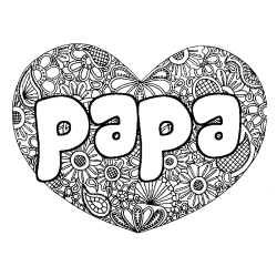 Coloring page first name papa - Heart mandala background