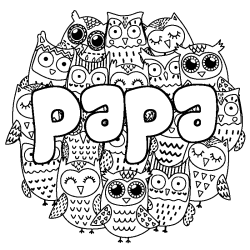 Coloring page first name papa - Owls background